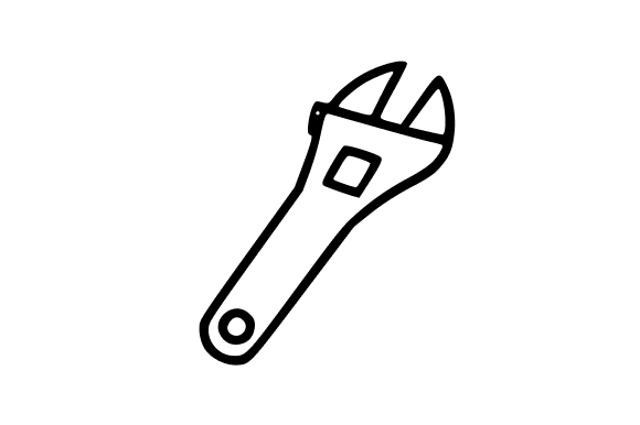 Adjustable Wrench Line Art for Web and Print Design