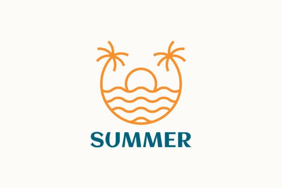 Beach Summer Abstract Logo Badge Linear - Graphics for Logo Templates