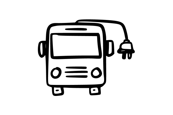 Bus with Power Plug Illustration for Branding