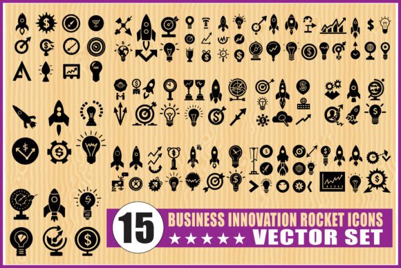 Business Innovation Rocket Icons Vector Review