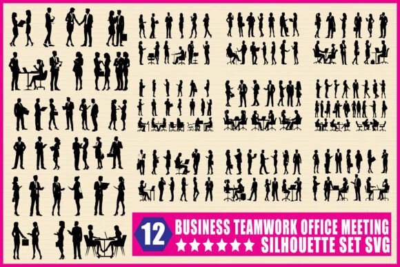 Business Teamwork Office Meeting Vector Graphics for Crafting