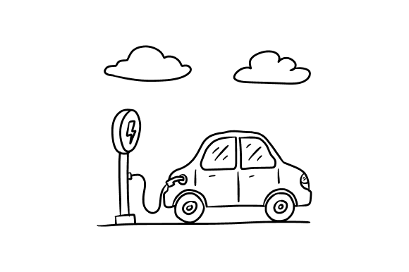 Cloud Charging Electric Car Illustration for Crafting