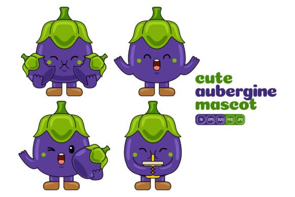 Cute Aubergine Mascot Vector Pack 04 Review