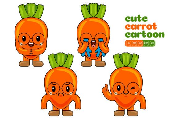 Cute Carrot Mascot Vector Pack 02 – A Playful Graphic for Modern Illustrations