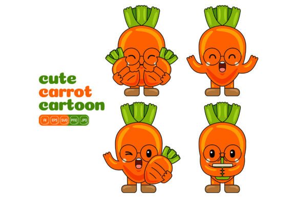 Cute Carrot Mascot Vector Pack 04 for Branding and Illustrations