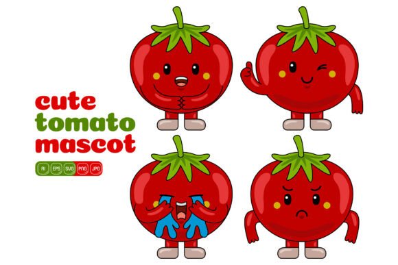 Cute Tomato Mascot Vector Pack 01 for Illustrations and Graphics