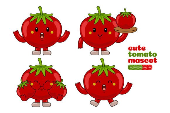 Cute Tomato Mascot Vector Pack 03 for Handmade Projects