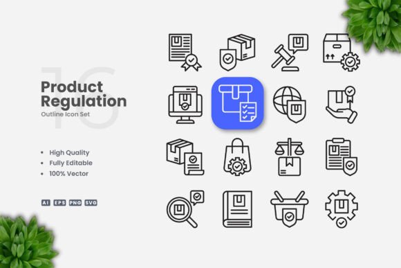 Product Regulation Outline Icons for Clean Graphic Design