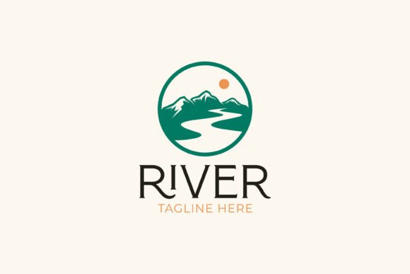 River or Creek Mountain Logo Badge – A Graphic Design Asset for Outdoor Brands