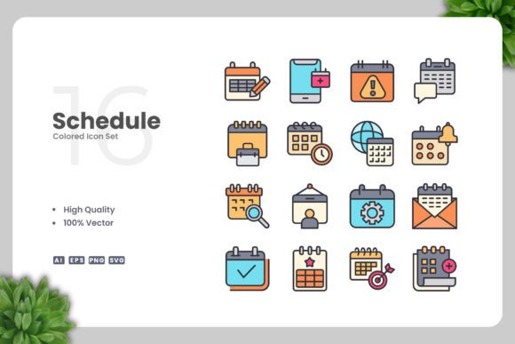 Schedule Colored Icons - Clean Graphics for Modern Branding