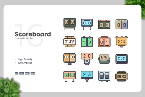 Scoreboard Colored Icons for Commercial Graphics