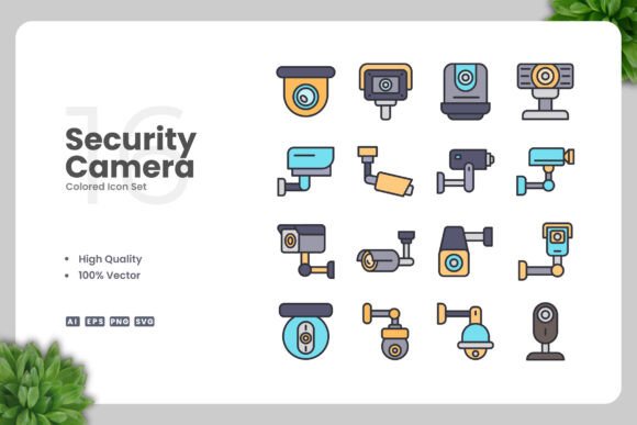 Security Camera Colored Icons for Handmade Creations