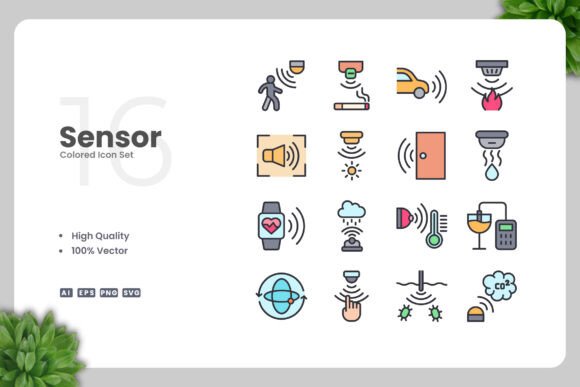 Sensor Colored Icons - A Versatile Graphic Design Asset
