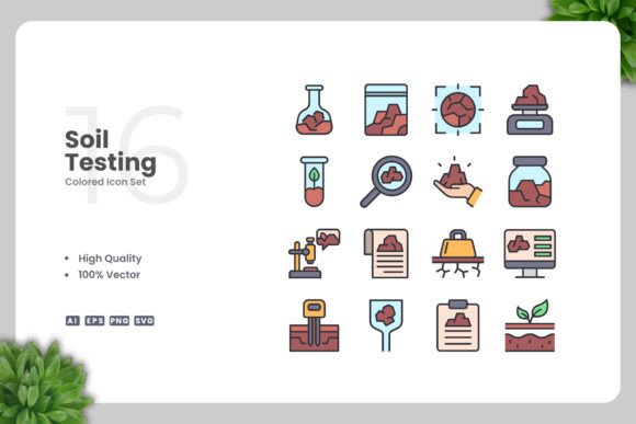 Soil Testing Colored Icons for Graphic Design Projects