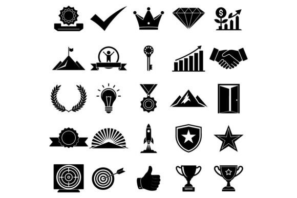 Success Vector Icon Set – Achievement: Free Graphics for Content Publishing