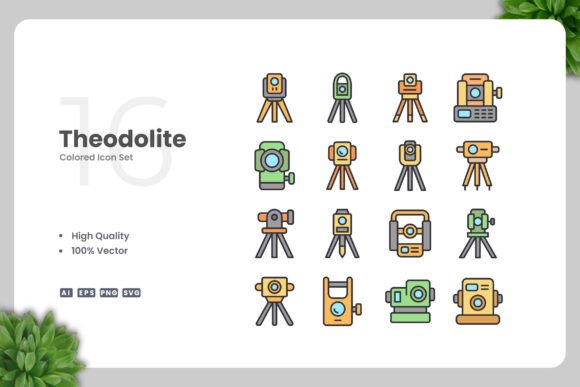 Theodolite Colored Icons for Small Business Branding