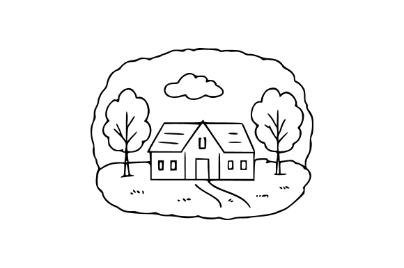 Village Landscape Clip Art for Local Business Branding